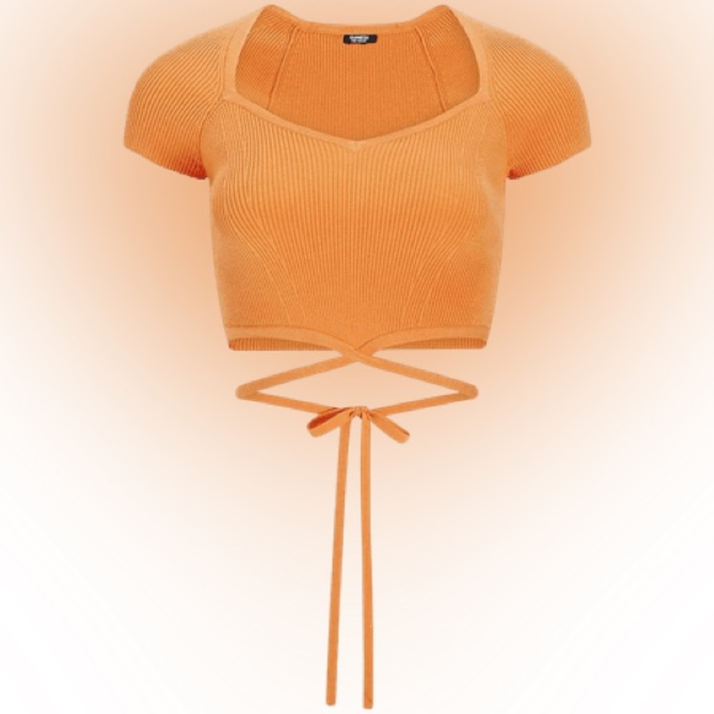 Express 🧡 Orange Ribbed Crop Top Sweater size Medium 🧡